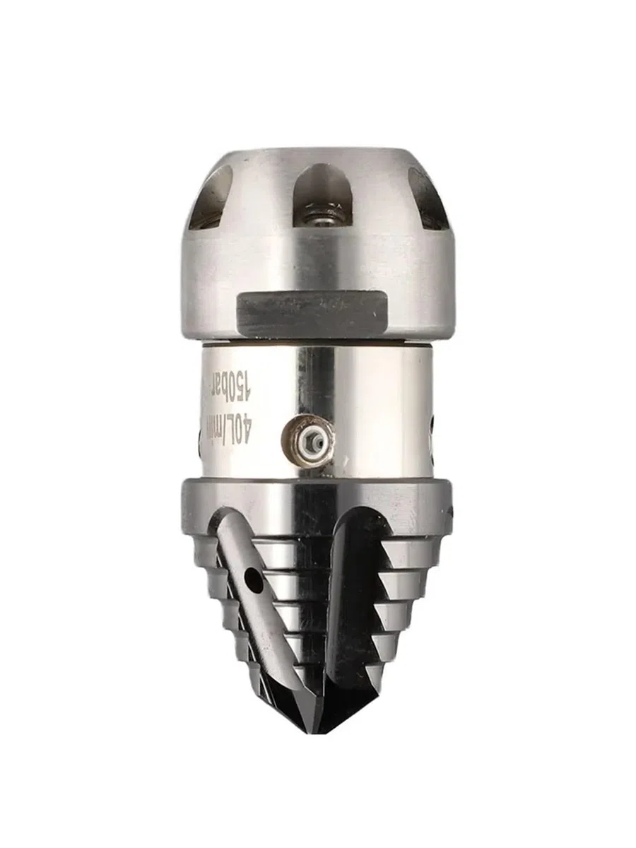Boquilla giratoria de acero inox para limpieza desagües | Boquilla giratoria de alta presión para zanjas, líneas de alcantarillado y camión de dragado(40L min 200kg)