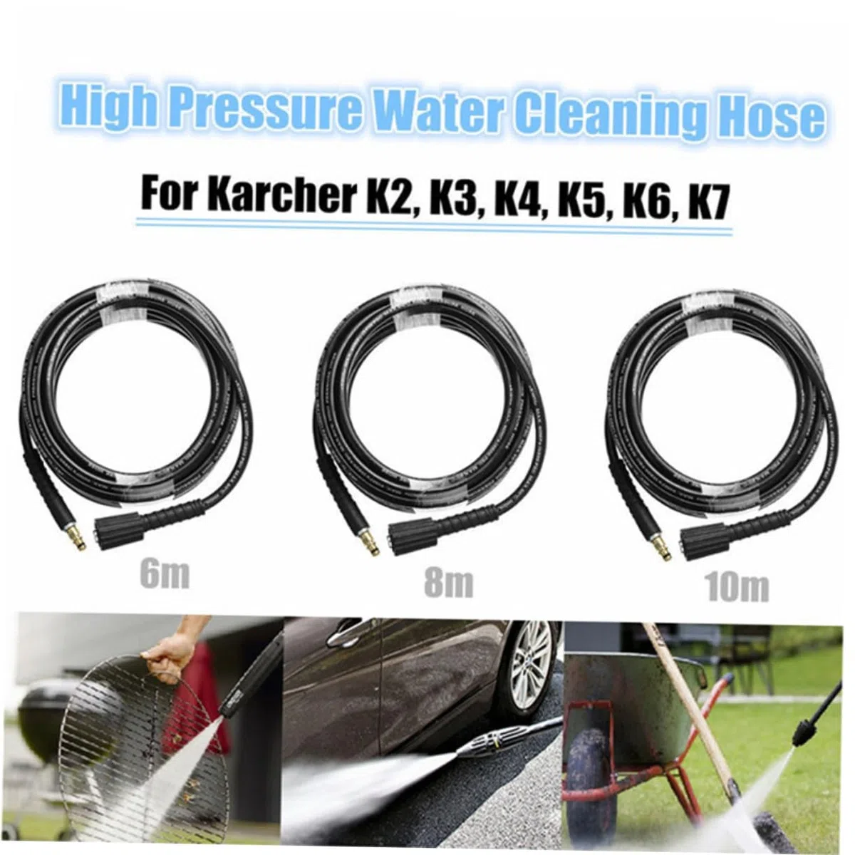 Manguera de Presión para Lavadora Tubo de Agua Plástico Reforzado para Limpieza con Alta Presión Compatible con Hidrolimpiadoras