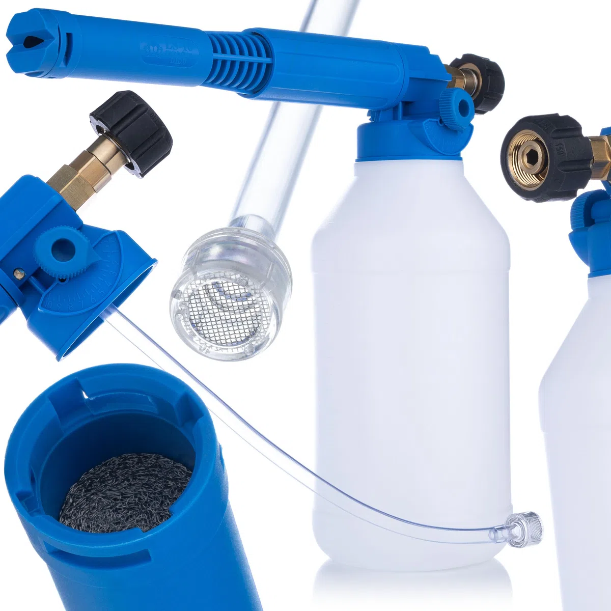 Rosfix FoamMaster HD Pro 2L - Canon de espuma 220 Bar, M22x1,5, Boquilla de 1,5 mm | Ajuste 10 niveles | Para Química Clorada | Compatible con Lavadora de Alta Presión Kärcher HD/HDS