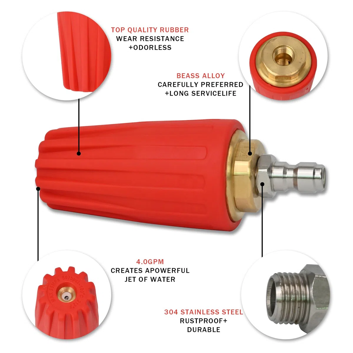 Boquilla giratoria para lavadora a presión de 2600-5100 PSI/clasificación industrial