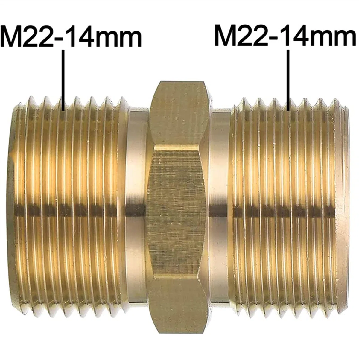 Accesorios para hidrolimpiadoras de Alta presión, Acoplador de extensión de Manguera for hidrolavadora, métrico, M22-14 mm, Macho a Macho, latón, 5000 PSI(C)