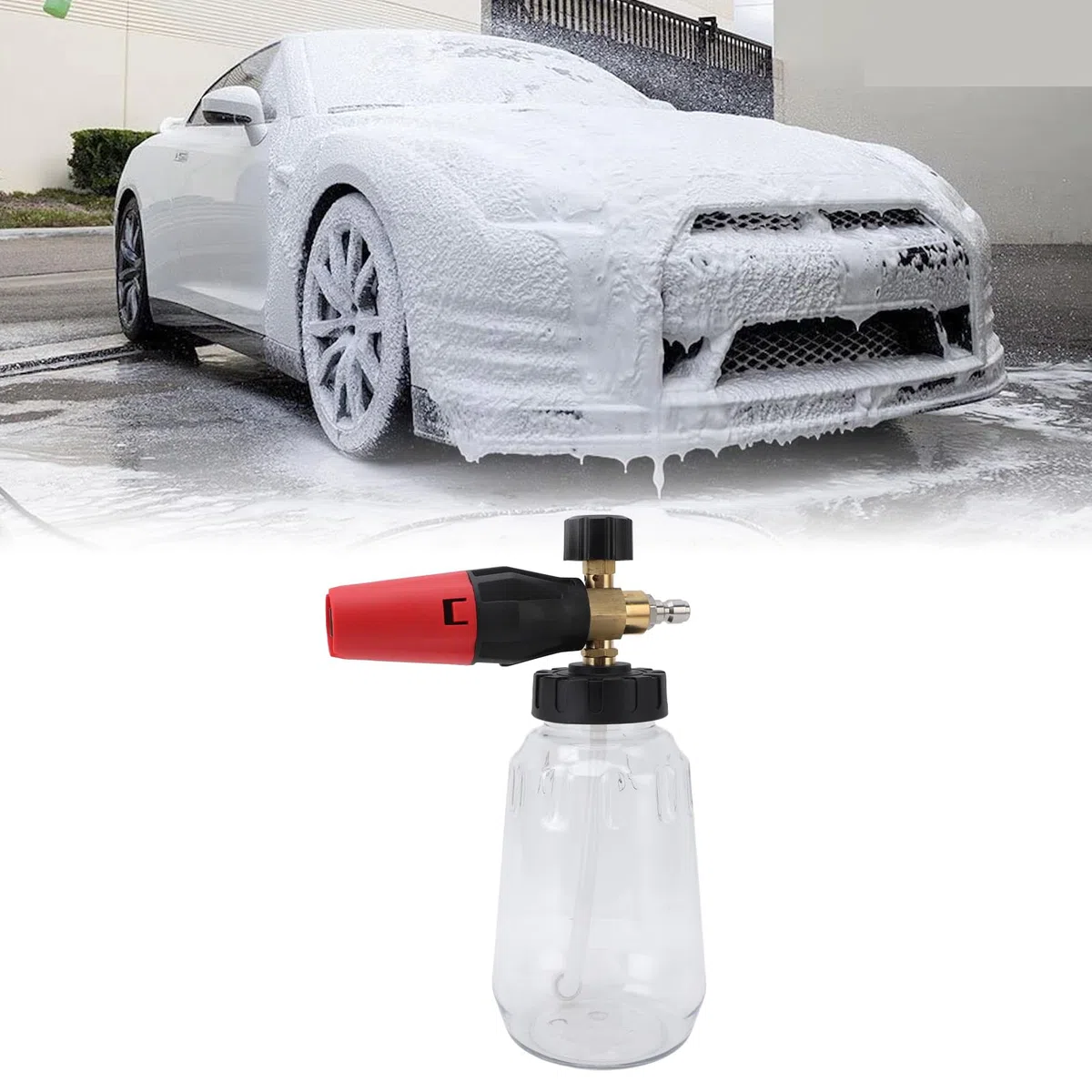 Cañón de espuma Torvex, lanza de espuma para nieve de 1000 ml, pulverizador de espuma para lavado de coches, lavadora a presión, boquilla ajustable de conexión rápida de 1,4