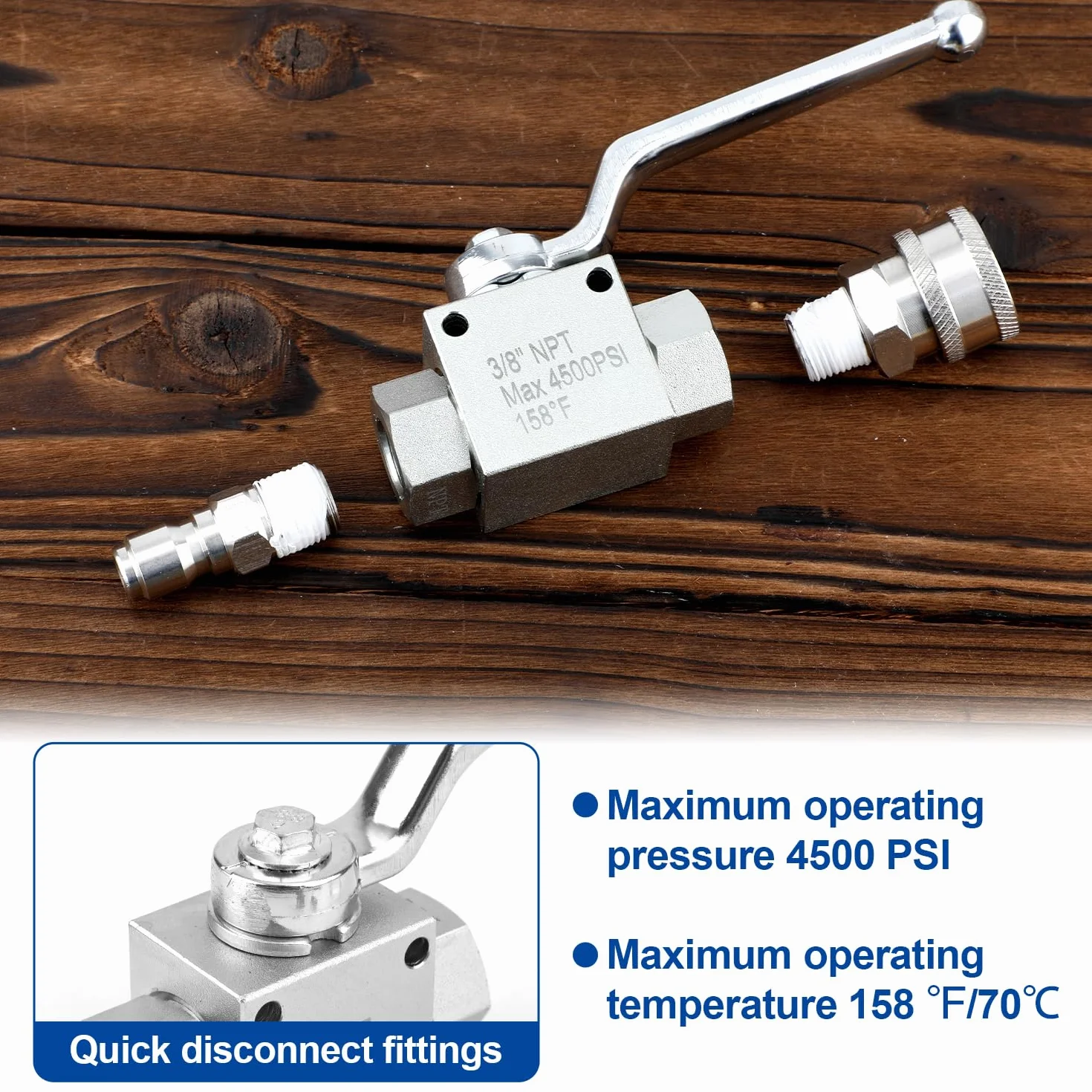NQEUEPN Kit de Válvula de Bola para Hidrolavadora, Válvula Bola Conexión Rápida 3/8 Acero Inoxidable Primera Calidad Válvula Bola para Lavadora Presión Adecuada para Mangueras Limpieza Alta Presión