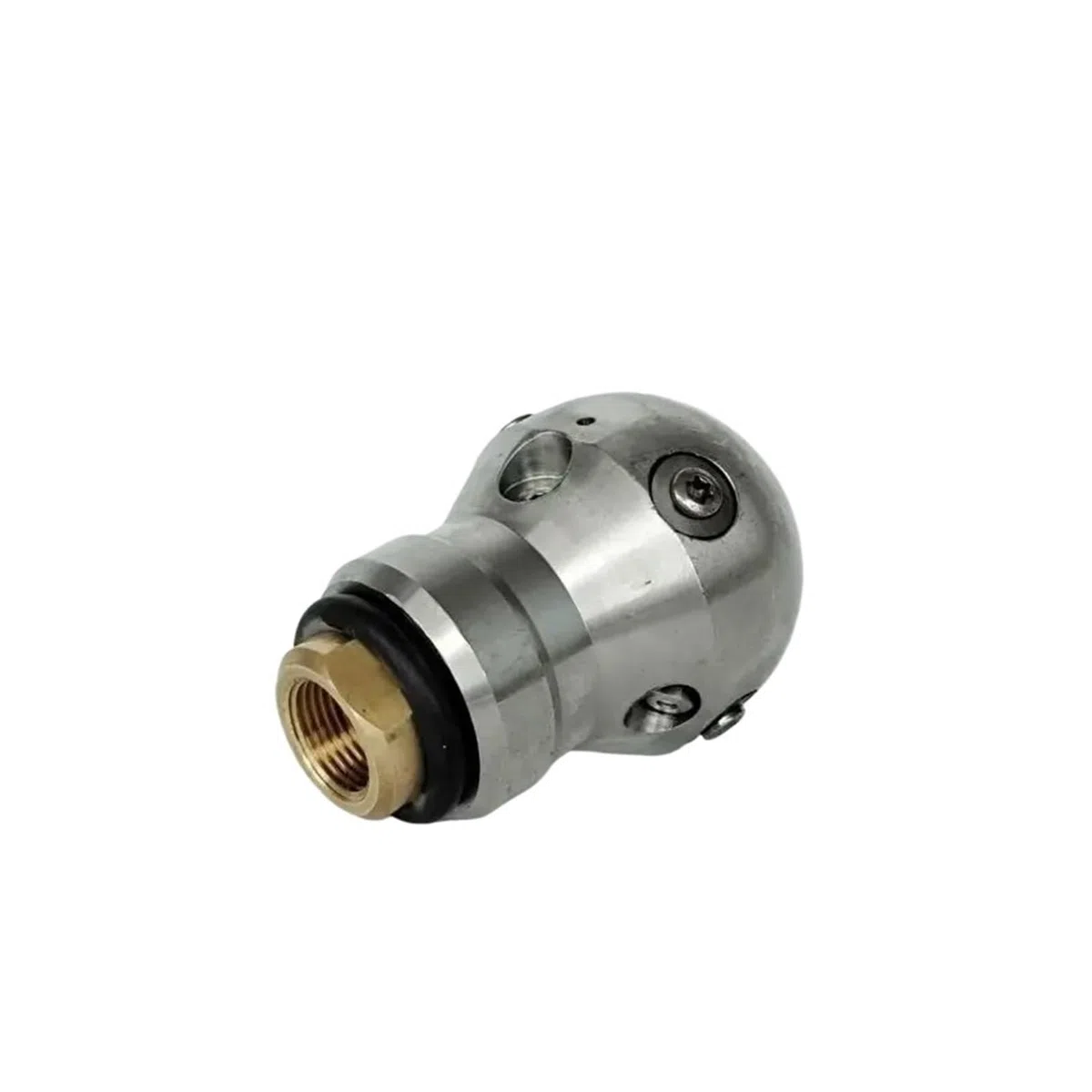 Boquilla bola rotativa de alcantarilla inox, rosca hembra 3/8 | Para limpiar tuberias y alcantarillas, 1 orificio frontal y 2 traseros, para tubos 300-1000mm(3I8 Female 40LPM)