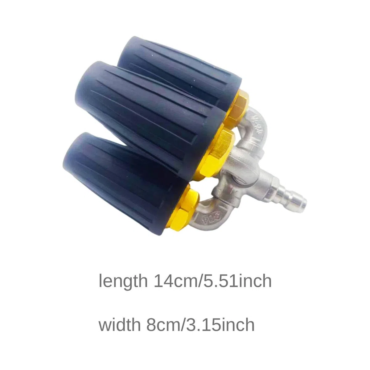 Cuádruple Giratoria para Hidrolimpiadoras con Conexión Rápida de 1/4". Fabricada en Acero Inoxidable Resistente, con Chorro de Pulveriza, Negro