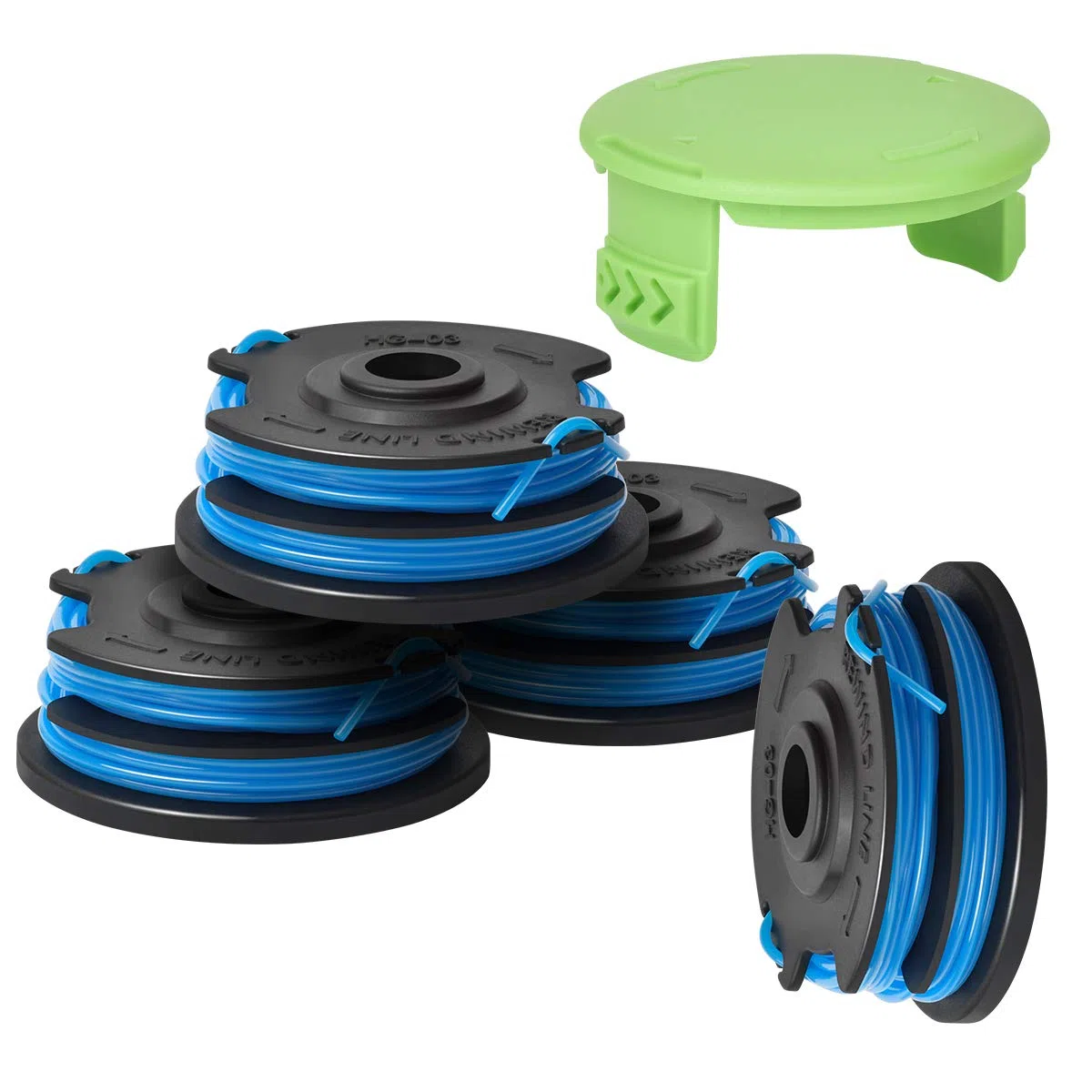 Bobina de repuesto para recortadora de cuerda, tapa de carrete compatible con bobinas de cortacésped Greenworks, recambios de piezas de repuesto (4+1)
