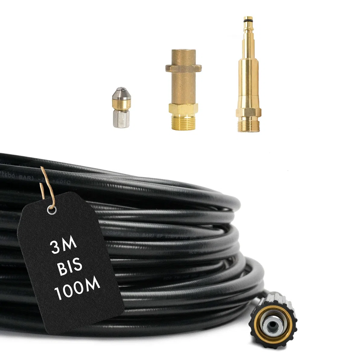M&M Smartek manguera desatascadora boquilla giratoria, para Kärcher, M22 | Kit desatascador con manguera, adaptadores y boquillas según variante; comprobar conexiones, presión, contenido y equipo.