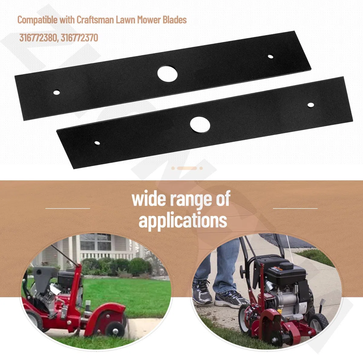 Paquete de 3 cuchillas de repuesto tratadas térmicamente 787-01503-0637 787-01503 de 1.5 x 9 pulgadas, compatible con MTD/Crafstman/Troy-Bilt, cuchilla de bordeadora para 753-05562,