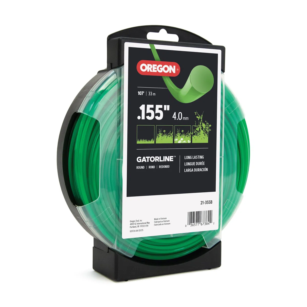Oregon 21-355 Gatorline - Línea de Recortadora Redonda de 0.155 Pulgadas de diámetro, 1 Libra de Dona