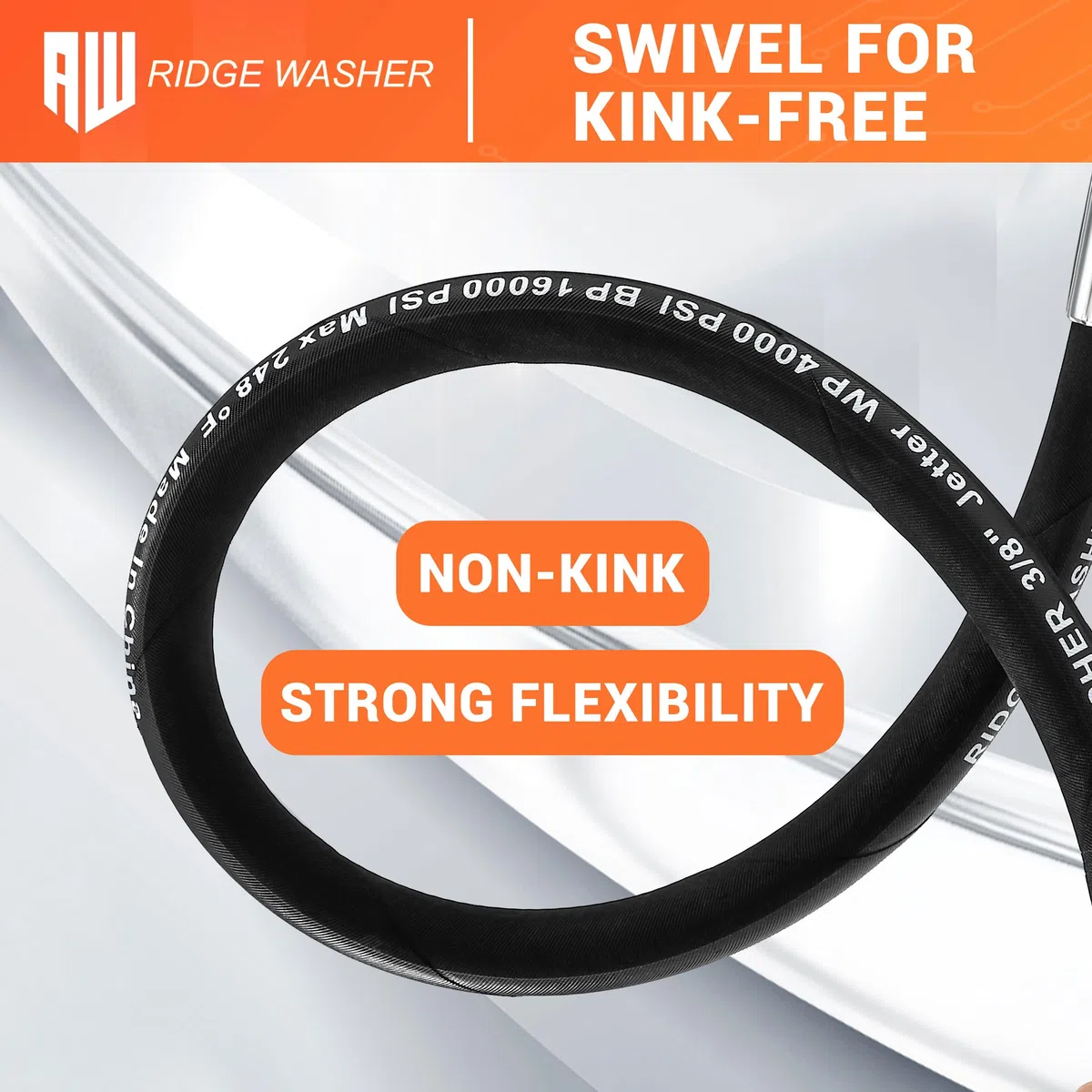 Ridge Washer Manguera de látigo para lavadora a presión con giratorio, manguera de puente de lavadora eléctrica de 3/8 pulgadas, mangueras de conector de carrete para lavado a presión con juego de | Mangueras de conector de carrete, juego de adaptadores i