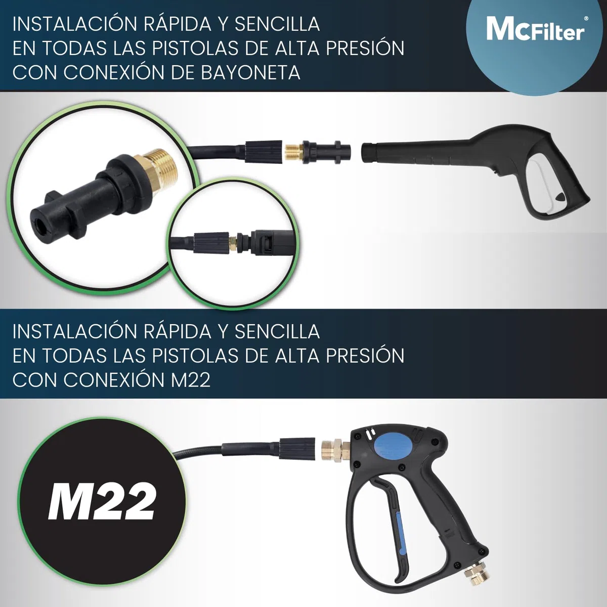 Manguera para limpieza de tuberías, 15m, 160-200 bar, incl. adaptador, boquillas rígidas + giratorias, compatible con las limpiadoras de alta presión Karcher K2, K3, K4, K5, K6, K7