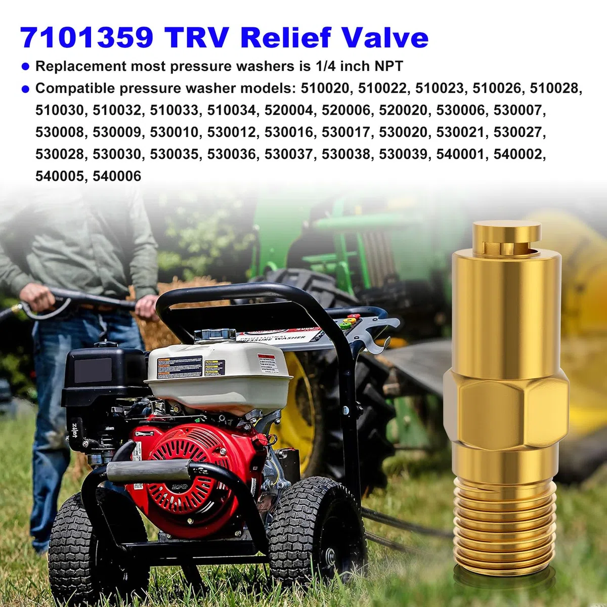 Allparts Equipment 7101359 - Válvula de alivio térmico para lavadora a presión, 1/4 MPT, válvula de alivio térmico para bomba de émbolo triple AAA