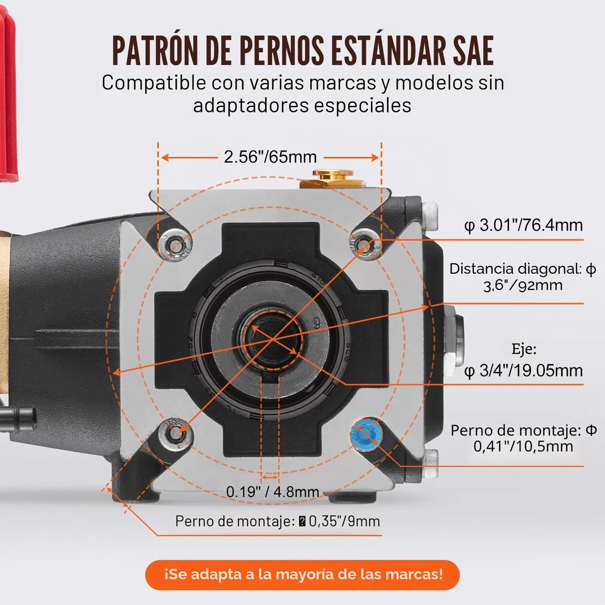 VEVOR Bomba para Hidrolavadora Émbolo Triple Horizontal con Eje de 19,05 mm, 3300 PSI 2,5 GPM, Kit de Repuesto para Hidrolavadora con 5 Boquillas, Compatible con Simpson MorFlex 40224, 40225, 40226