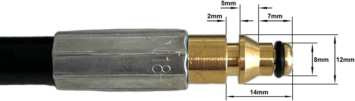 Manguera de alta presión compatible con limpiadores de alta presión Nilfisk Premium 190 P 160.2 – Repuesto para 6528611 – Superflex Modelo para Compact Dynamic Core Excellent Serie (10 metros)
