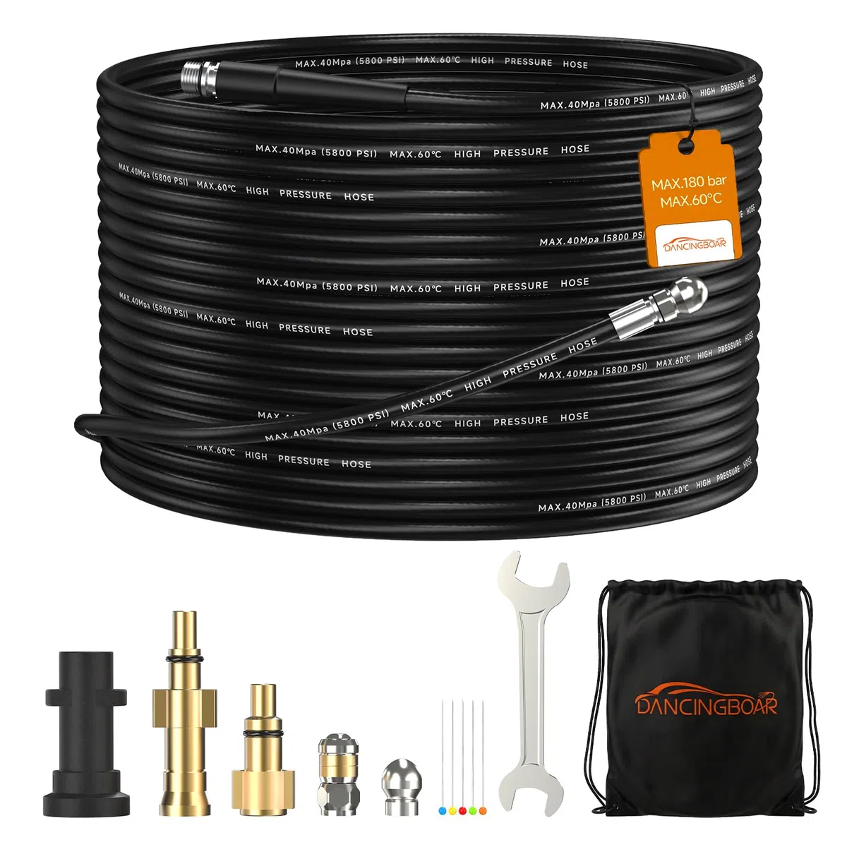 30M kit Manguera a Presion para Desatascos | Conector de 1/8 de pulgada Manguera de Limpieza de Tuberías para Karcher K2-K7 & Bosch AQT & Lavor Hidrolavadora