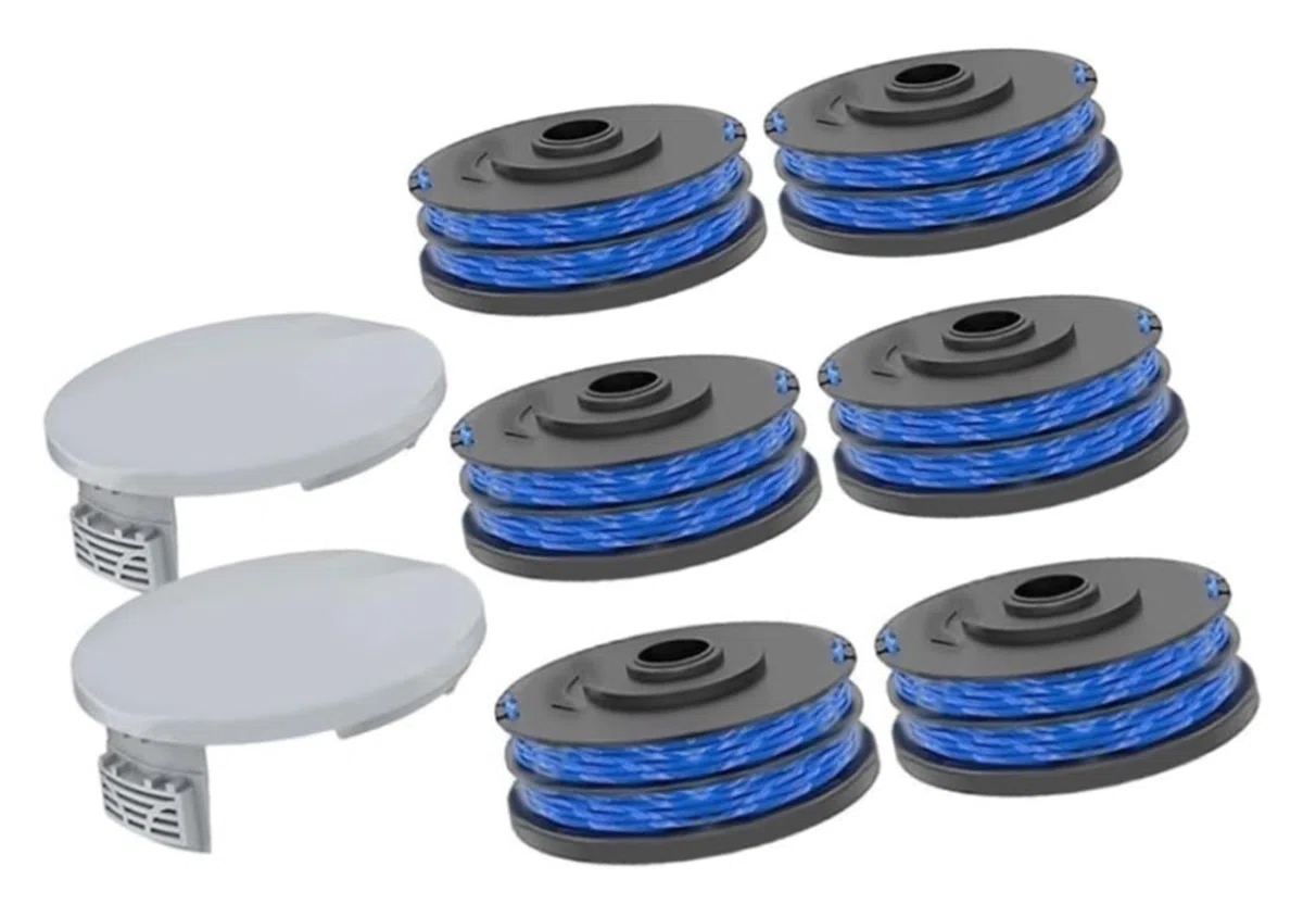 for Carrete de repuesto y cubierta for Ryobi RLT4027 RLT4125 RLT5027 RLT5127 RLT6030 RLT6130, accesorios for hilo de desbrozadora de césped(6+2)