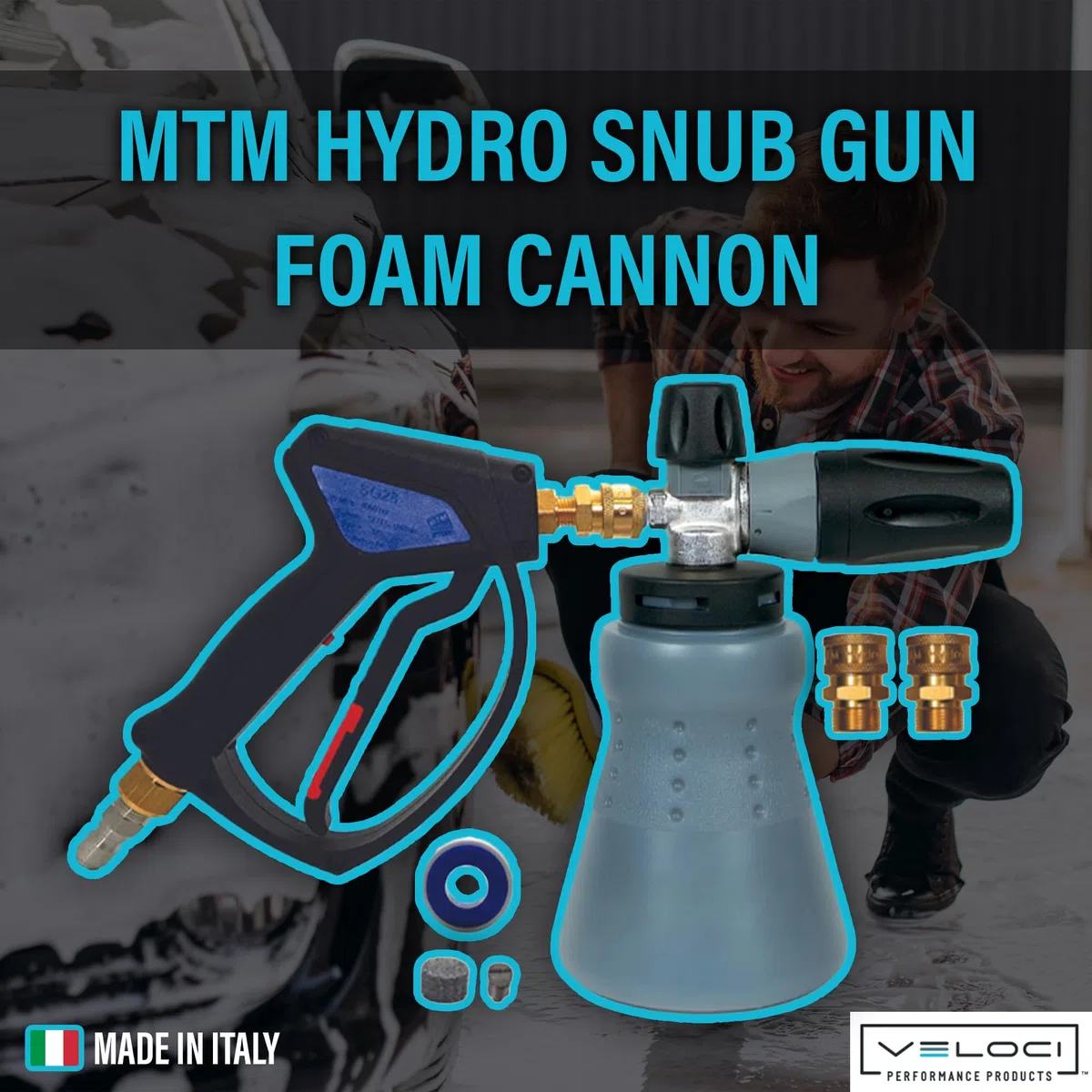 MTM Hydro- Cañon de espuma PF22.2, Pistola SG28, lavado de autos con lavadora a presión, Coches, Barcos- Boquilla ajustable.