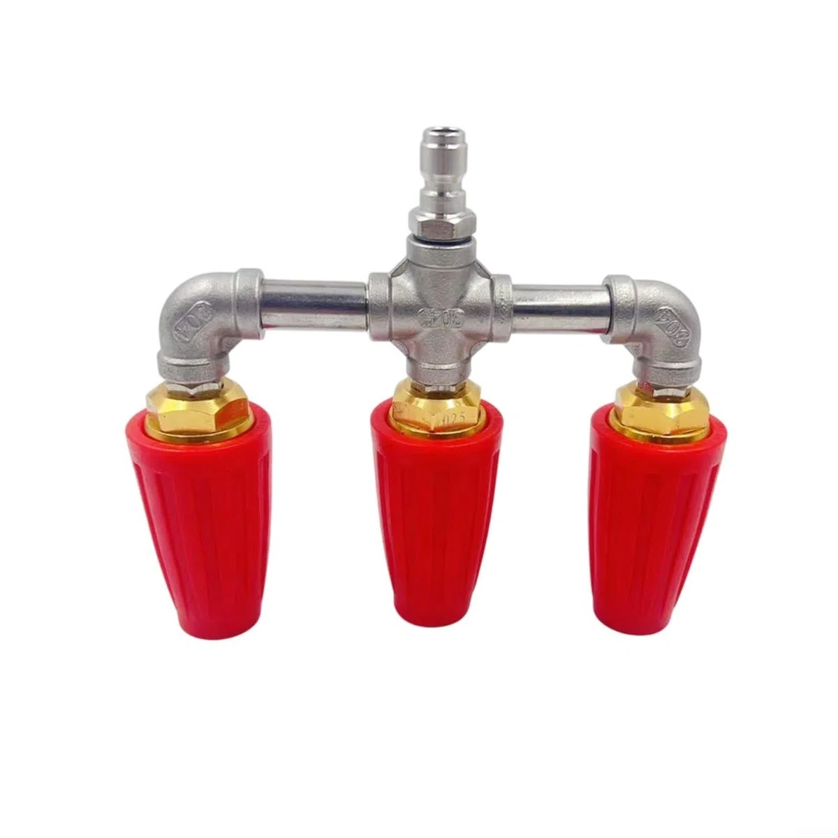 Boquilla de lavado a presión Triple Turbo | Pulverizador doble giratorio 360, conexión rápida de 1/4 pulgadas(Red)