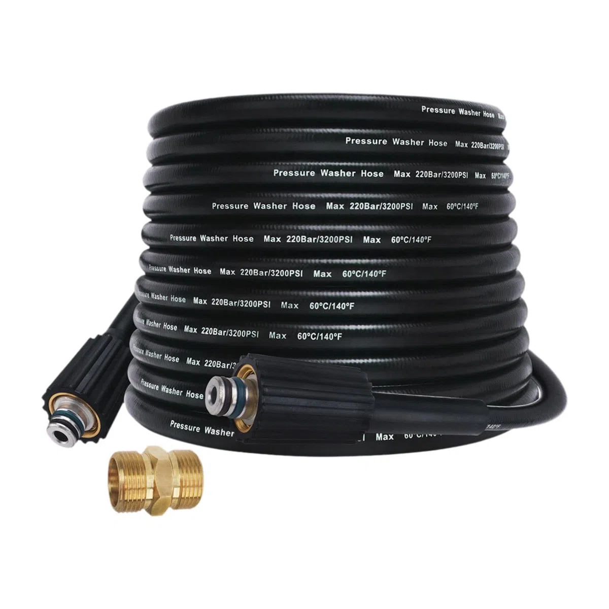 de Lavadora de Alta Presión con Conector M22 y Conector de Extensión Fácil Instalación Fabricada en PVC Nylon Metal Adecuada para Limpieza, 15 m
