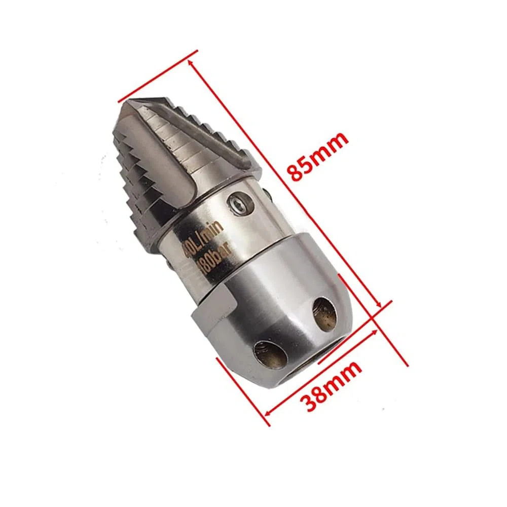 Boquilla Giratoria de Alta Presión, Boquilla de Pistola de Agua de Limpieza de Alta Presión para Alcantarillado, Boquilla de Acero Inoxidable para Limpieza de Lodos G1/2 (40L 200KG)