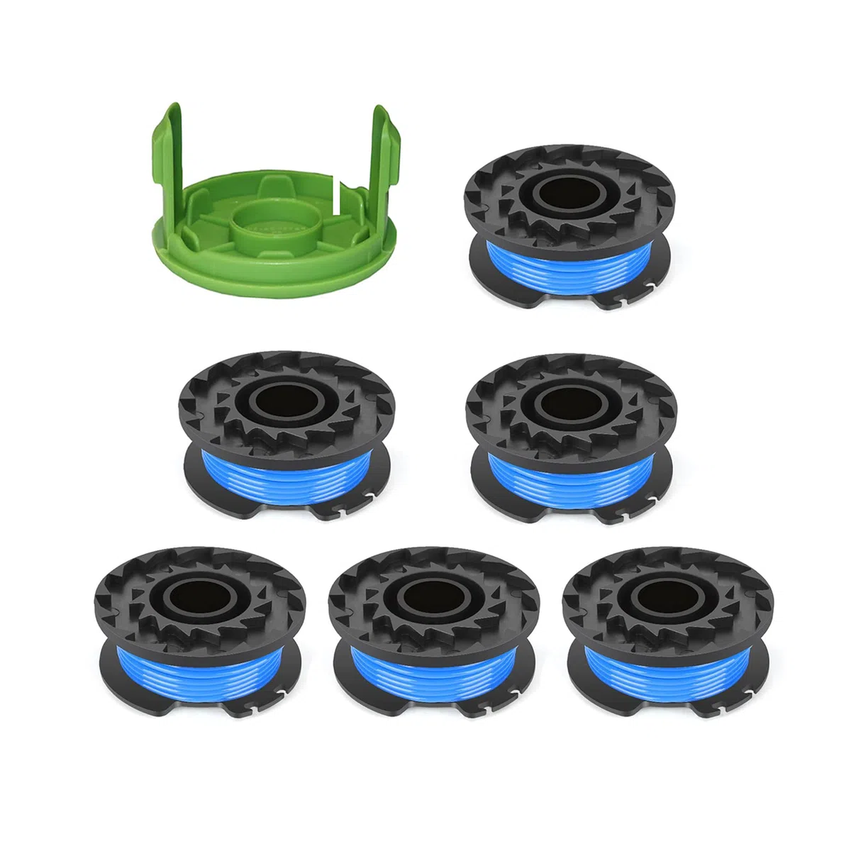 Thten Bobina de repuesto de alimentación automática de 0.08 pulgadas 29092 para recortadora Greenworks Weed Eater String 24V y 40V (6 paquetes más 1 tapa)