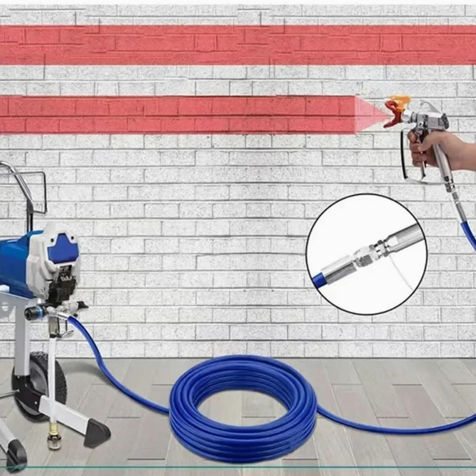 Manguera para pulverizador de Pintura sin Aire Manguera De Alta Presión, Entrega En La UE, 1/4'', 10 M/13 M/15 M/20 M BSP, 3500 PSI, Repuesto For Pulverizador Sin Aire(20M)