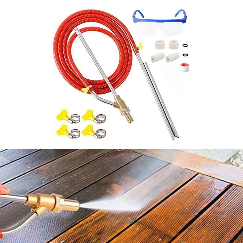 Kit de chorro de arena para lavadora a presión, accesorio abrasivo húmedo de 5000 PSI, arandela eléctrica para eliminar óxido, graffiti, pintura