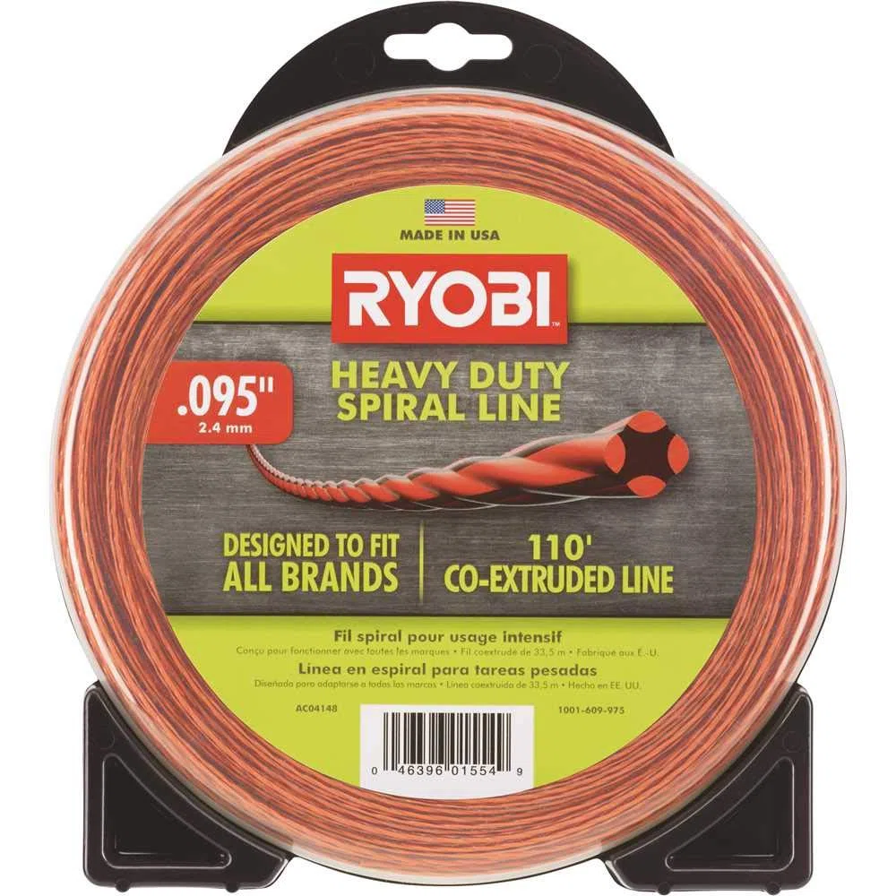 Ryobi AC04148 Línea de recortadora trenzada en espiral resistente para desbrozadoras de gas inalámbricas