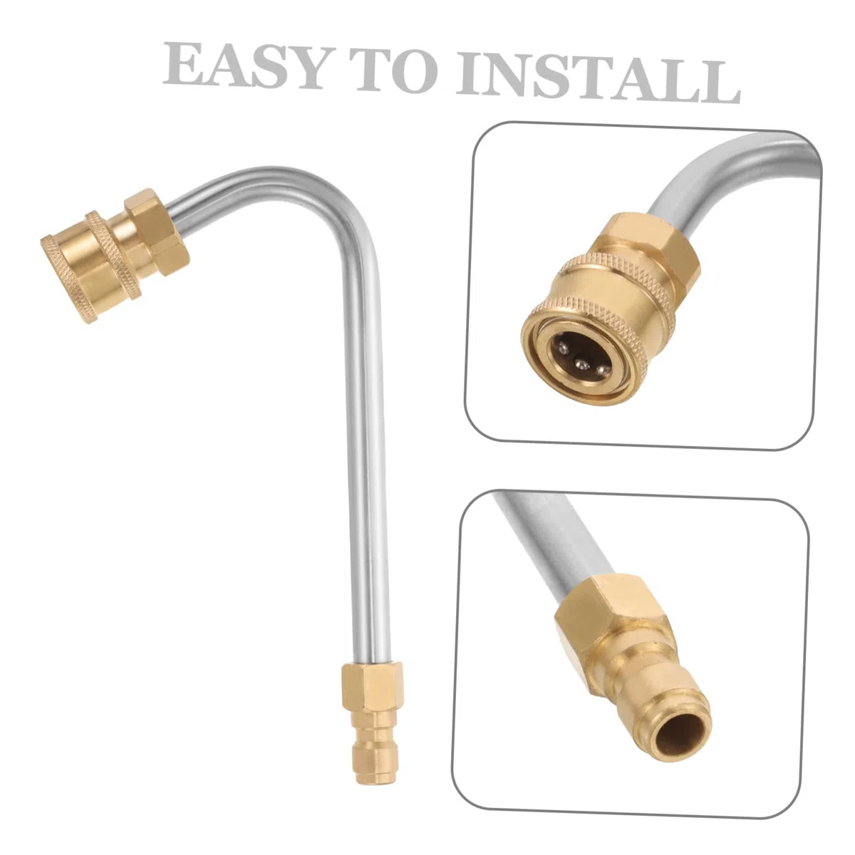 UKCOCO 4 Piezas Varilla De La Varilla De Limpieza Varilla De Curvatura Portátil Acoplador Extensiones Limpiador De Alta Presion Vara Alto Varita Mágica Presión Dorado Acero Inoxidable