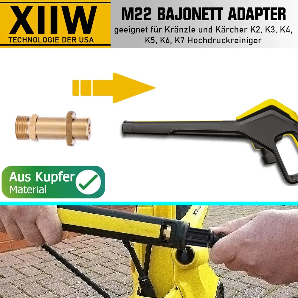 Kränzle Kärcher K2, K3, K4, K5, K6, K7 - Juego de manguera de limpieza de tuberías (15 m, 240 bar, incluye adaptador M22, boquillas rígidas + giratorias)