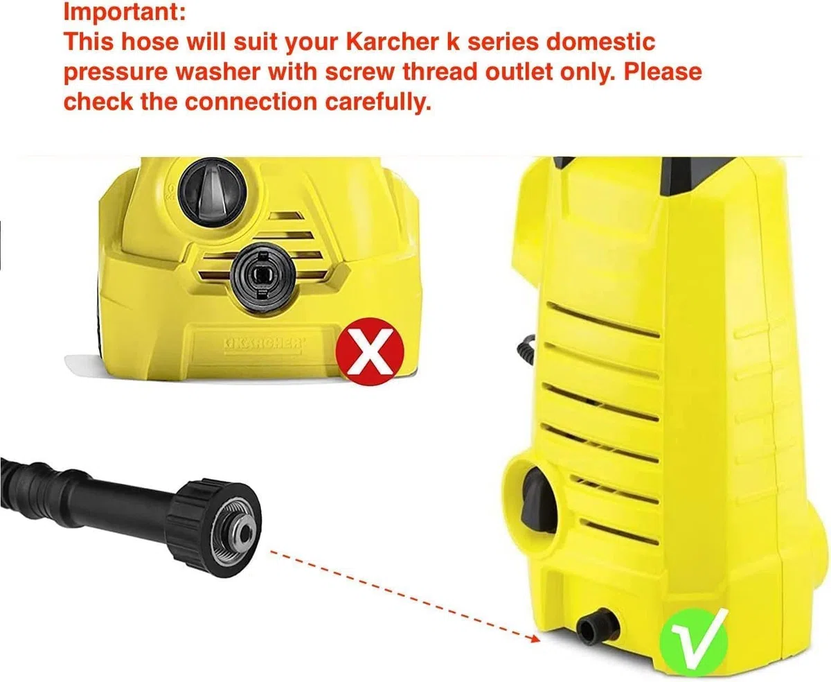 Manguera de repuesto para lavadora de alta presión para arandelas de la serie K, conector rápido hembra M22 (14 mm), compatible con modelos K2, tubo de extensión de 6/10 m para limpieza de agua