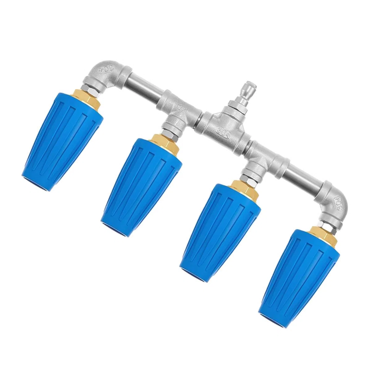 Boquilla Giratoria para Hidrolimpiadora Cuádruple de Acero Inoxidable | Manguera Alta Presión Boquilla Para LavadoCoches, Riego, Jardinería, Limpieza Patios,
