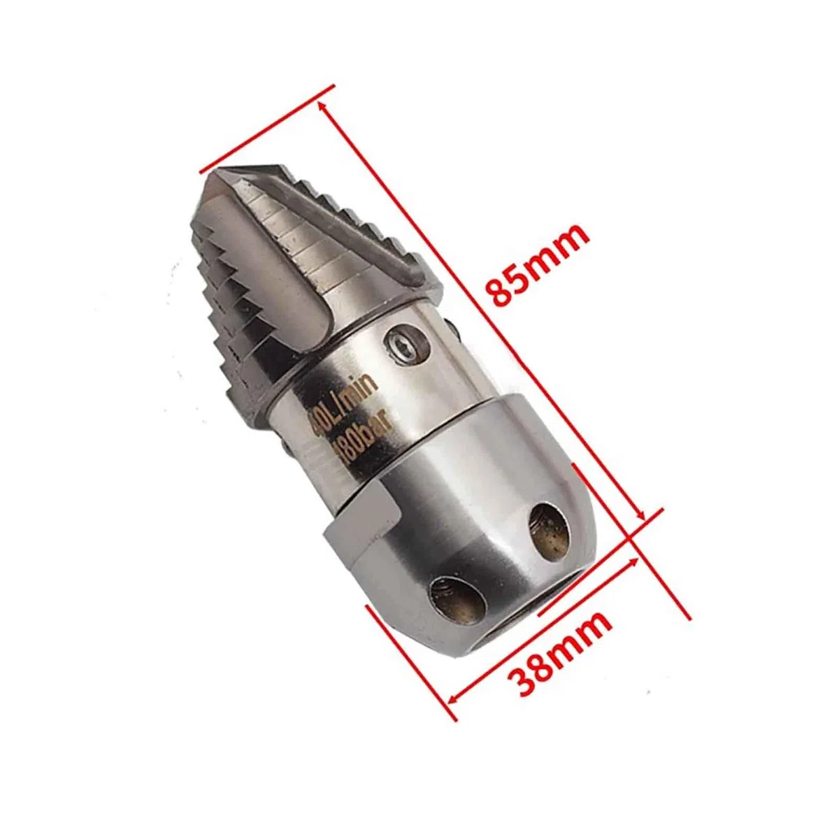 Toplionace Boquilla Giratoria de Alta Presión para Alcantarillado, Pistola de Agua para Limpieza a Alta Presión, Boquilla de Acero Inoxidable para Limpieza de Lodos G1/2 (40L 150KG)
