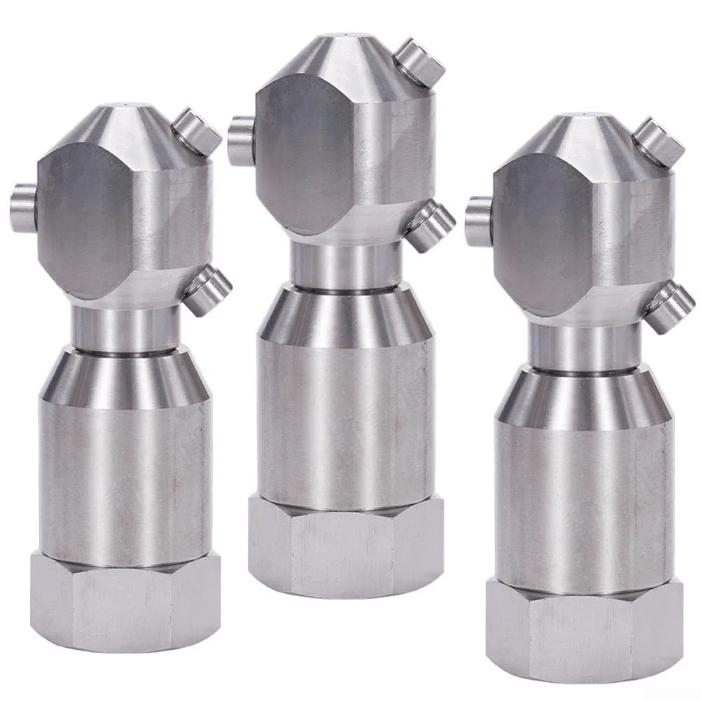 Boquilla giratoria automática de 360 grados, boquilla de limpieza de alta presión para botellas, tanques, tambores de aceite, tuberías, descarga de pared interior (1,27 cm)