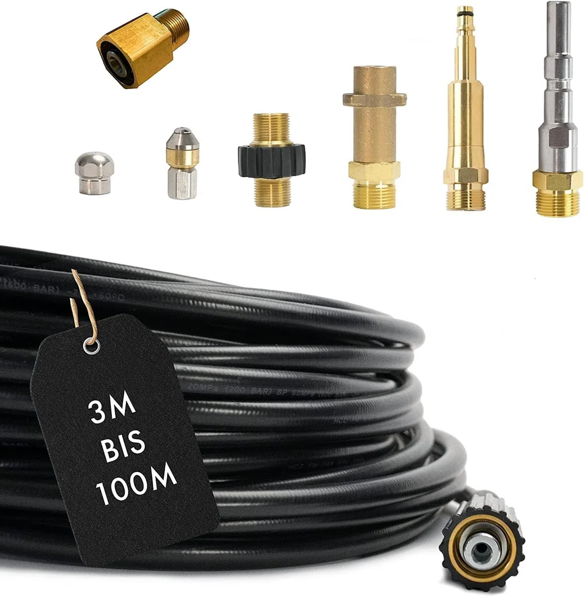 M&M Smartek boquilla limpieza compatible con KEW/Nilfisk, alta presión | Boquilla de limpieza en acero inox/latón para tuberías; comprobar rosca, calibre, presión y equipo antes de comprar.