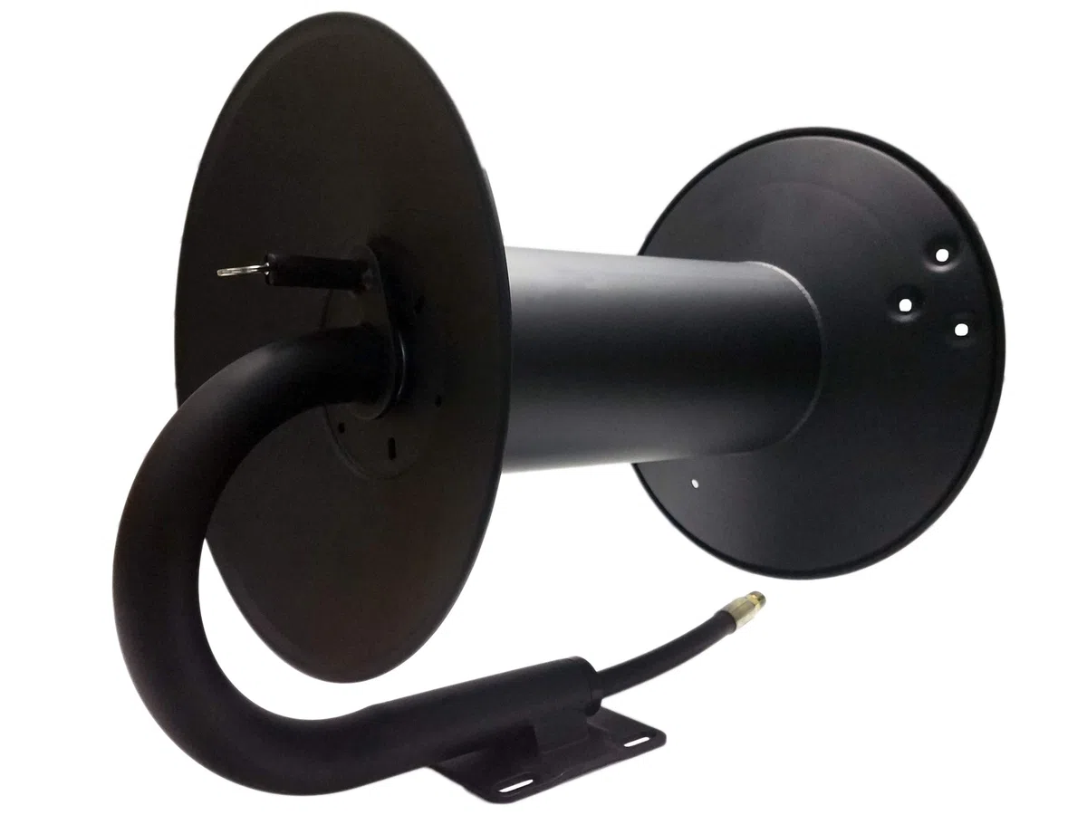 Carrete de manguera de lavado a presión súper resistente, 3/8 pulgadas x 200 pies | Soporte deslizante o de pared, aire y agua, 4000 PSI