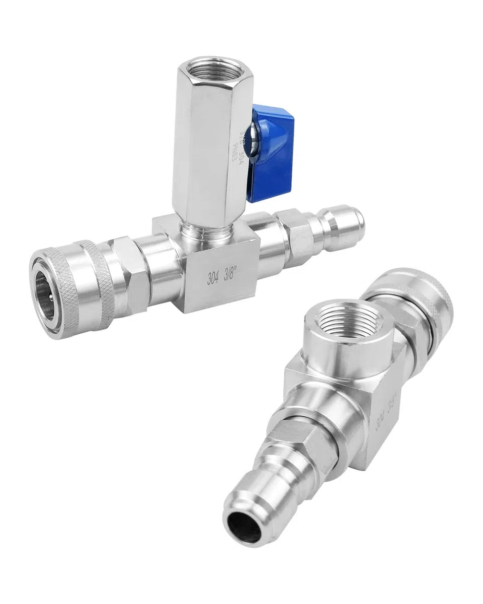 Kit de derivación de inyector químico de 3/8 pulgadas para lavadora a presión, acopladores rápidos inoxidables, 6000 PSI