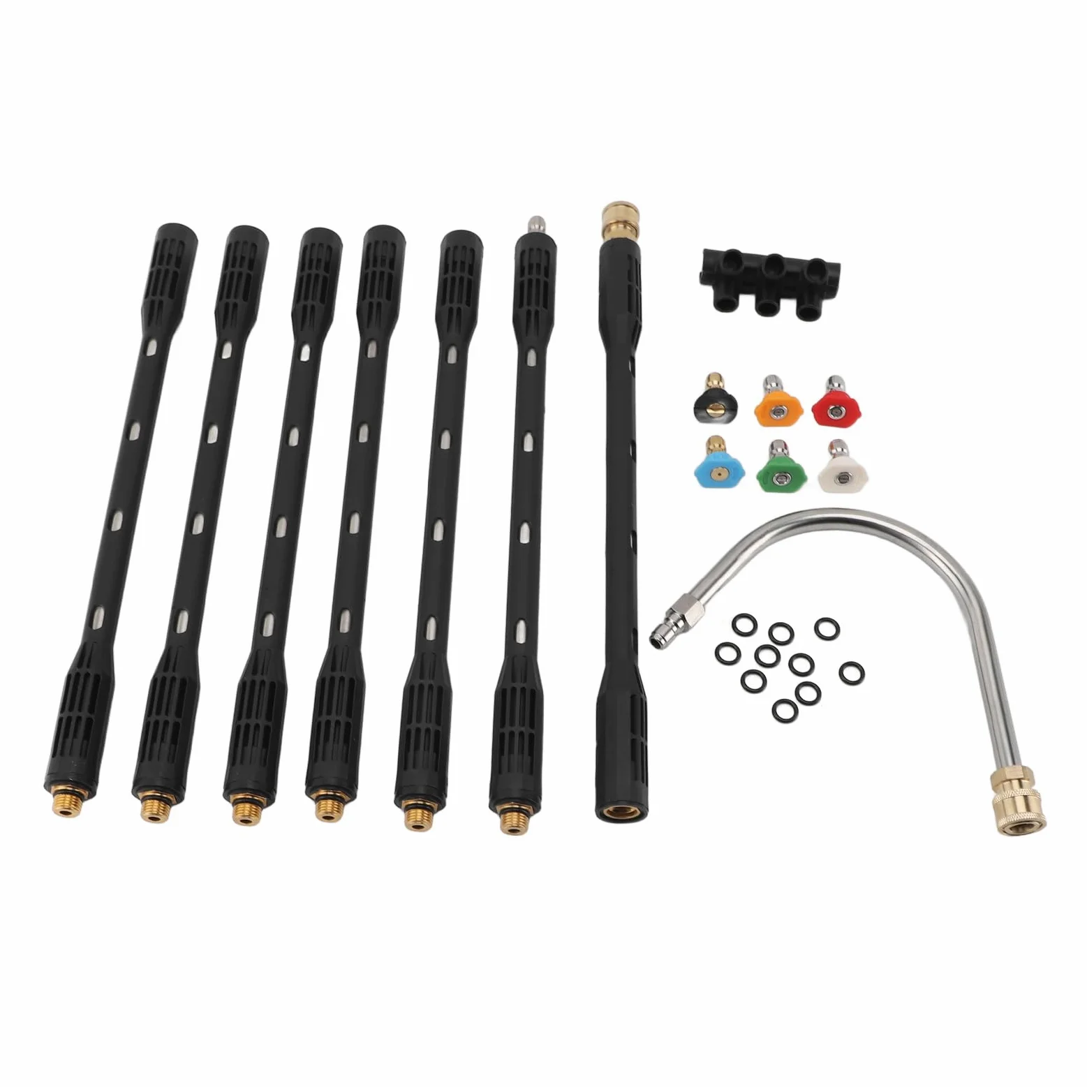 Lanza de extensión para hidrolavadora con Conector de 1/4 de Pulgada, Varilla de Acero Inoxidable para Limpieza de canalones con Carcasa Negra para techos y Paredes Exteriores.