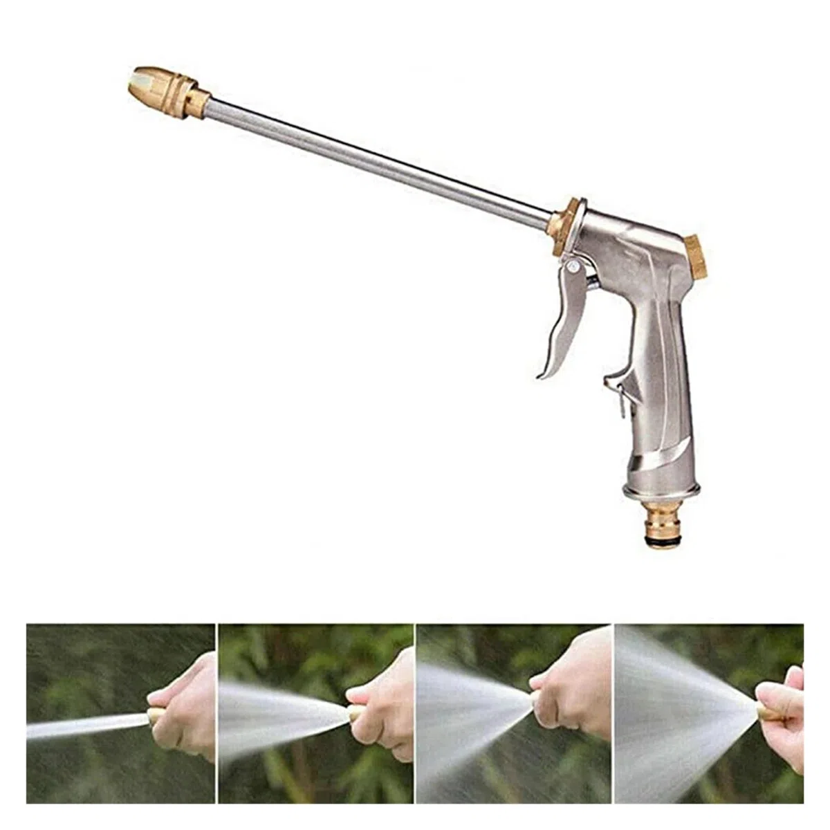 Pistola pulverizadora for manguera de jardín, lavadora de alta presión ajustable con agua, boquillas de espuma metálica for lavado de coches, aspersor de riego fácil de usar