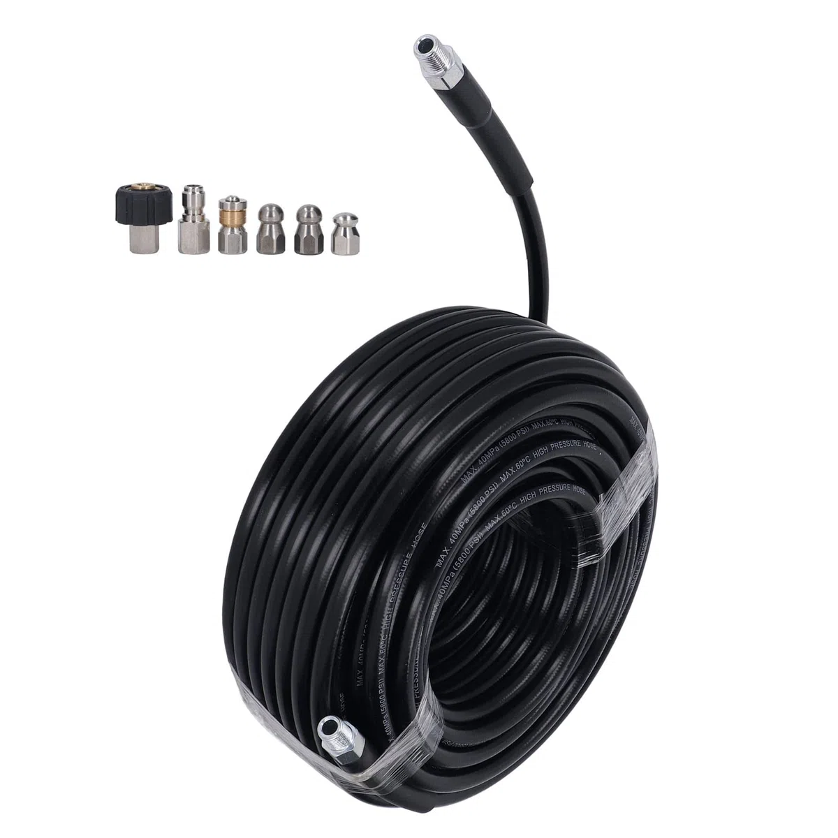 Kit de Hidrolimpiadora para Desagües 30m Manguera Limpiadora 5800PSI /4 Pulgada NPT Accesorios de Alta Presión con Llaves