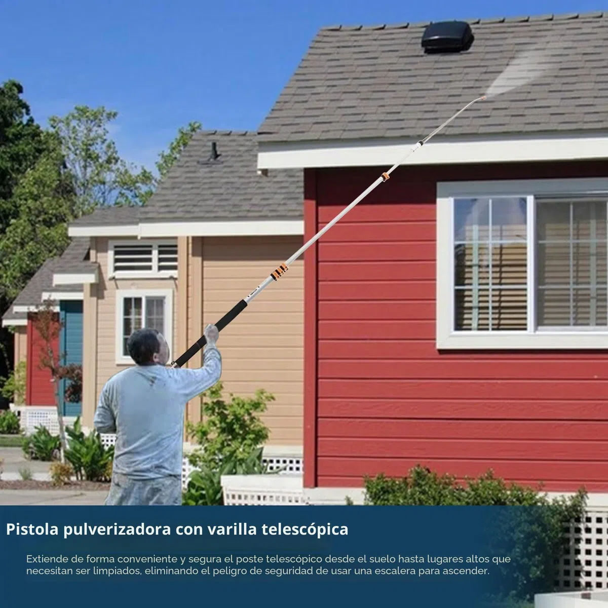 Varita de extensión telescópica para lavadora a presión de 24 pies, kit de varita de pulverización para lavadora a presión con 7 puntas de boquilla de pulverización, cabezal de cepillo, limpiador de