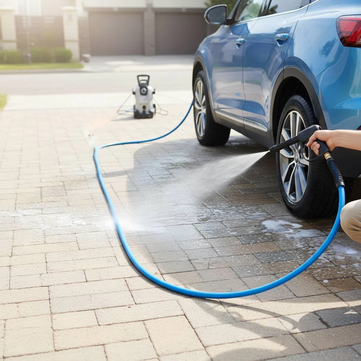 de Alta Presión para Hidrolimpiadora de Riego Componente Universal Conector en Cobre Construcción Triple Capa Antitorceduras Adecuada para Limpieza de Exterior y Coches, 15 Metros