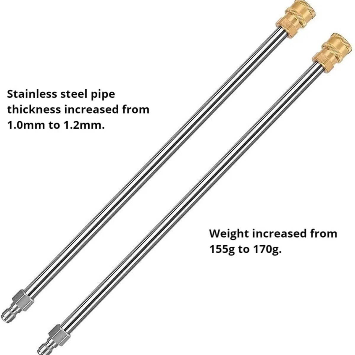 Varita de extensión para lavadora a presión Extensión de acero inoxidable for hidrolavadora con conexión rápida (1/4 pulgada) - Alta resistencia(Color 2)