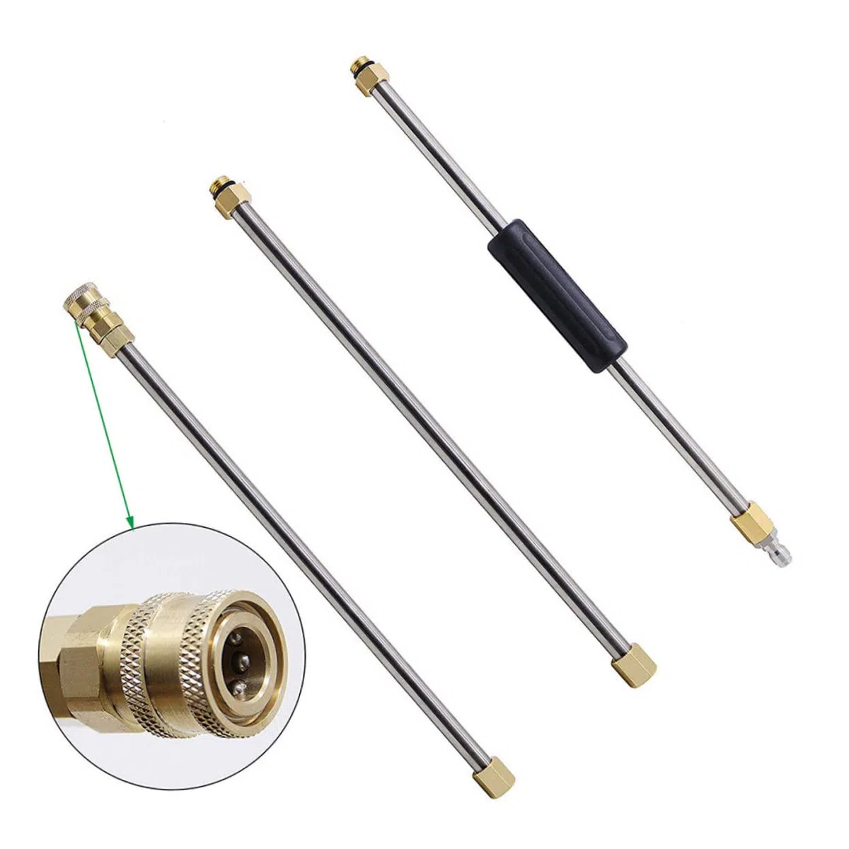 Varilla de Canaleta para Lavadora 6 Piezas Acero Inoxidable 14 Mm | Conector Rápido de 1/4 de Pulgada, Extensión para Lavado de Coches y Limpieza de Muros