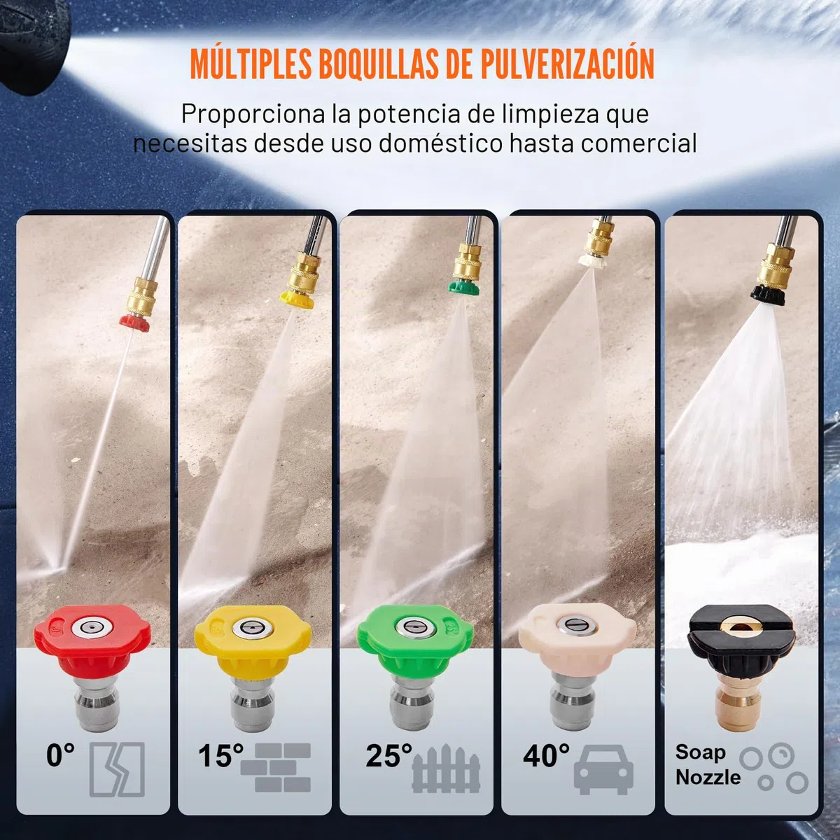 VEVOR Bomba para Hidrolavadora Eje horizontal de 19,05mm 3500 PSI 2,5 GPM Kit de Repuesto para Hidrolavadora con 5 Boquillas, Herrajes y Tubo de Sifón Compatible con Simpson, Honda, Troy-Bilt, Generac