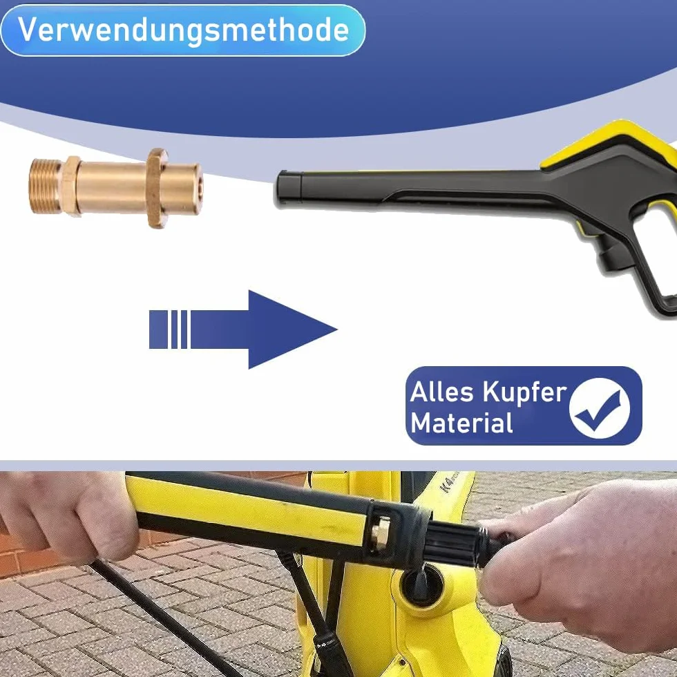 Juego de manguera de limpieza de tuberías de 15 m, 240 bar, incluye 3 adaptadores, 2 boquillas rígidas + giratorias, compatible con K2, K3, K4, K5, K6, K7, LAVOR, BOSCH, Parkside, juego de limpieza de