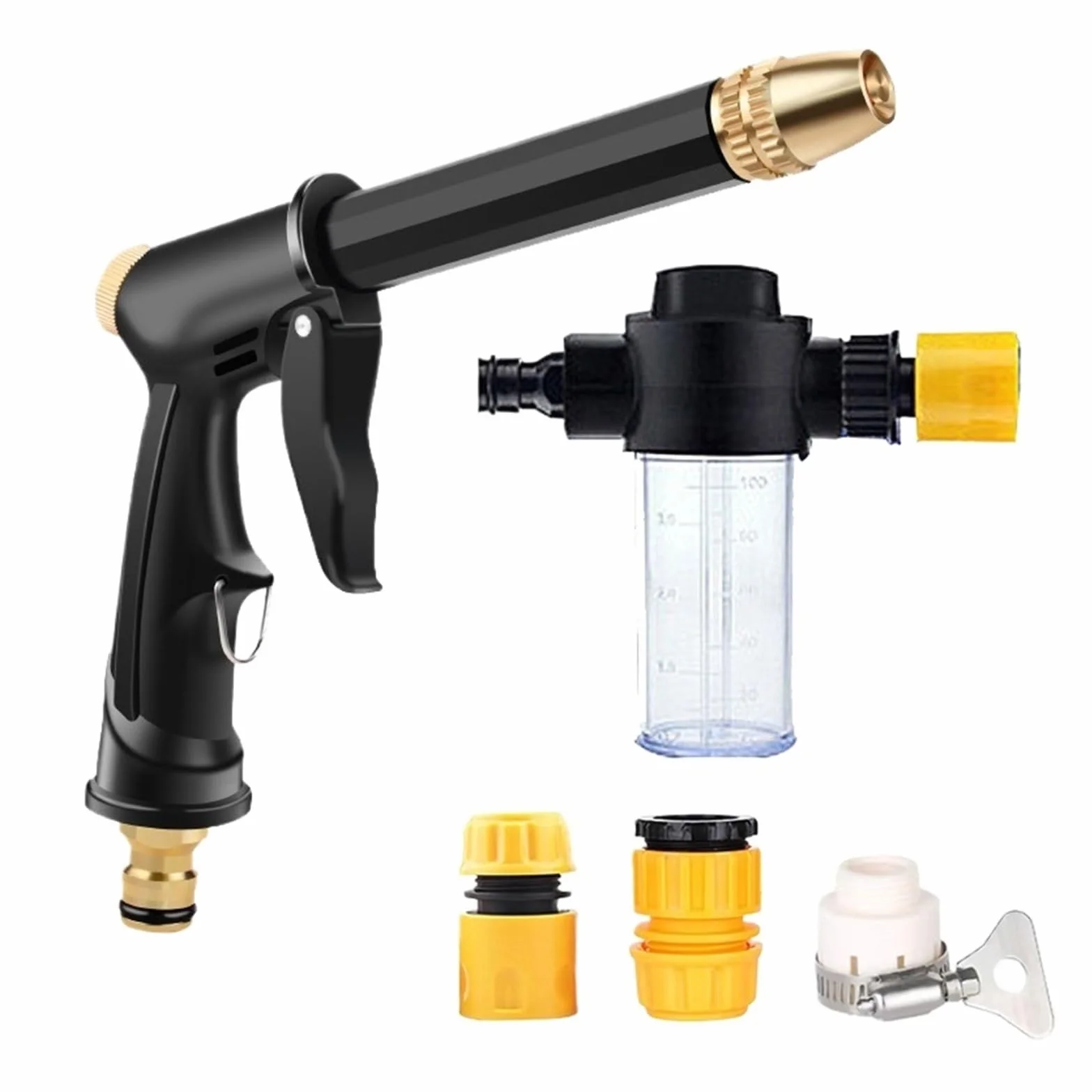 Pistola rociadora for manguera de jardín, limpieza portátil con agua a alta presión, máquina de lavado de autos, boquilla de riego, aspersor, hilo de espuma, conector rápido, fácil de usar
