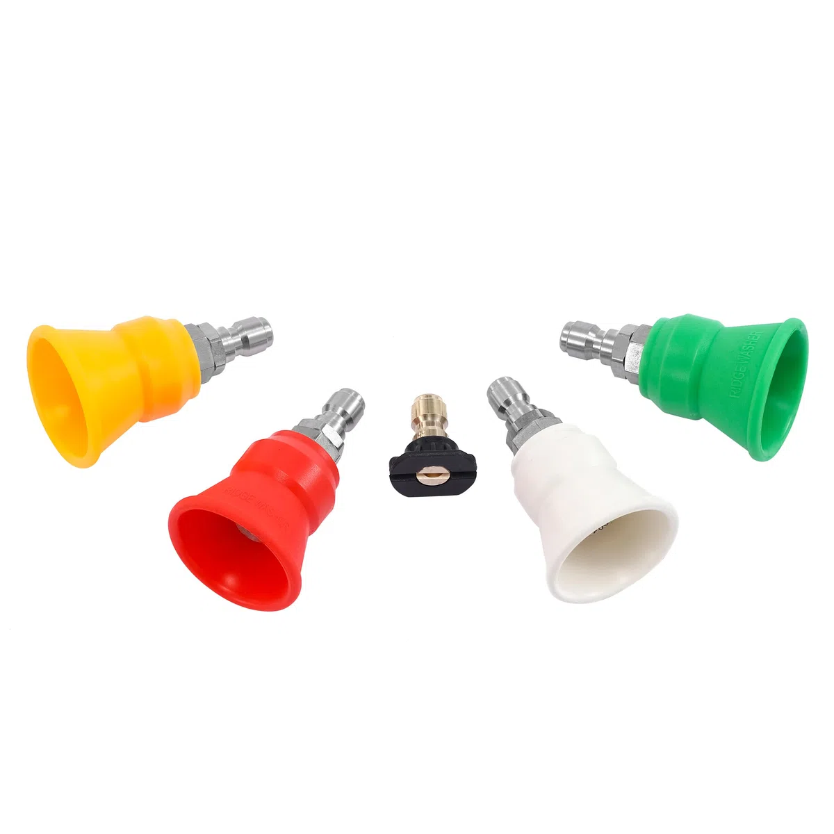 RIDGE WASHER Protector de boquilla de lavado a presión, puntas de boquilla de lavadora eléctrica con soporte protector, 5 puntas de lavado a presión con conexión rápida de 1/4 pulgadas, orificio 2.5