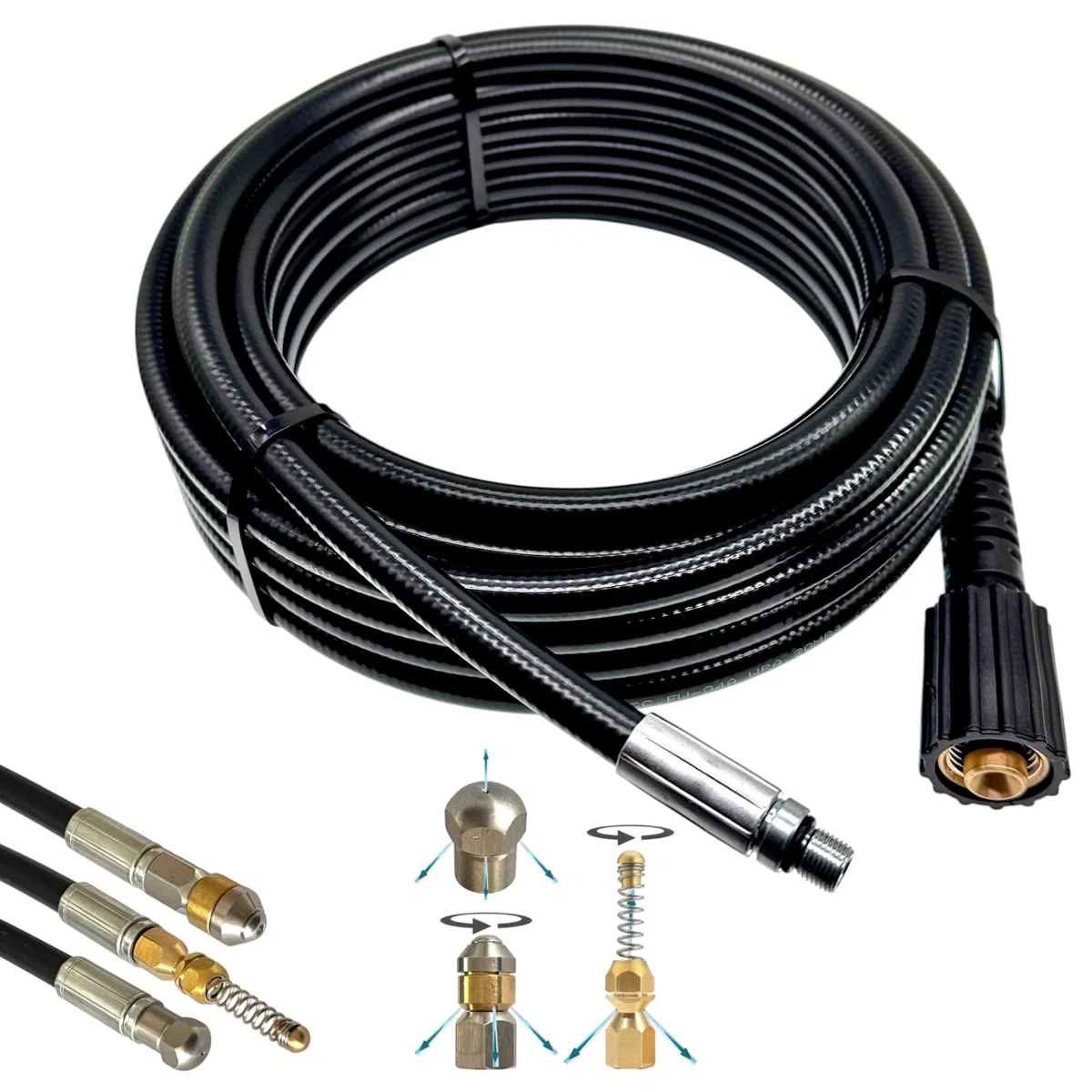 M&M Smartek manguera desatascadora 40 m compatible con Nilfisk/Alto, 1/2 | Manguera flexible para desatascar tuberías y desagües; comprobar conexión, longitud, boquillas y presión antes de usar.