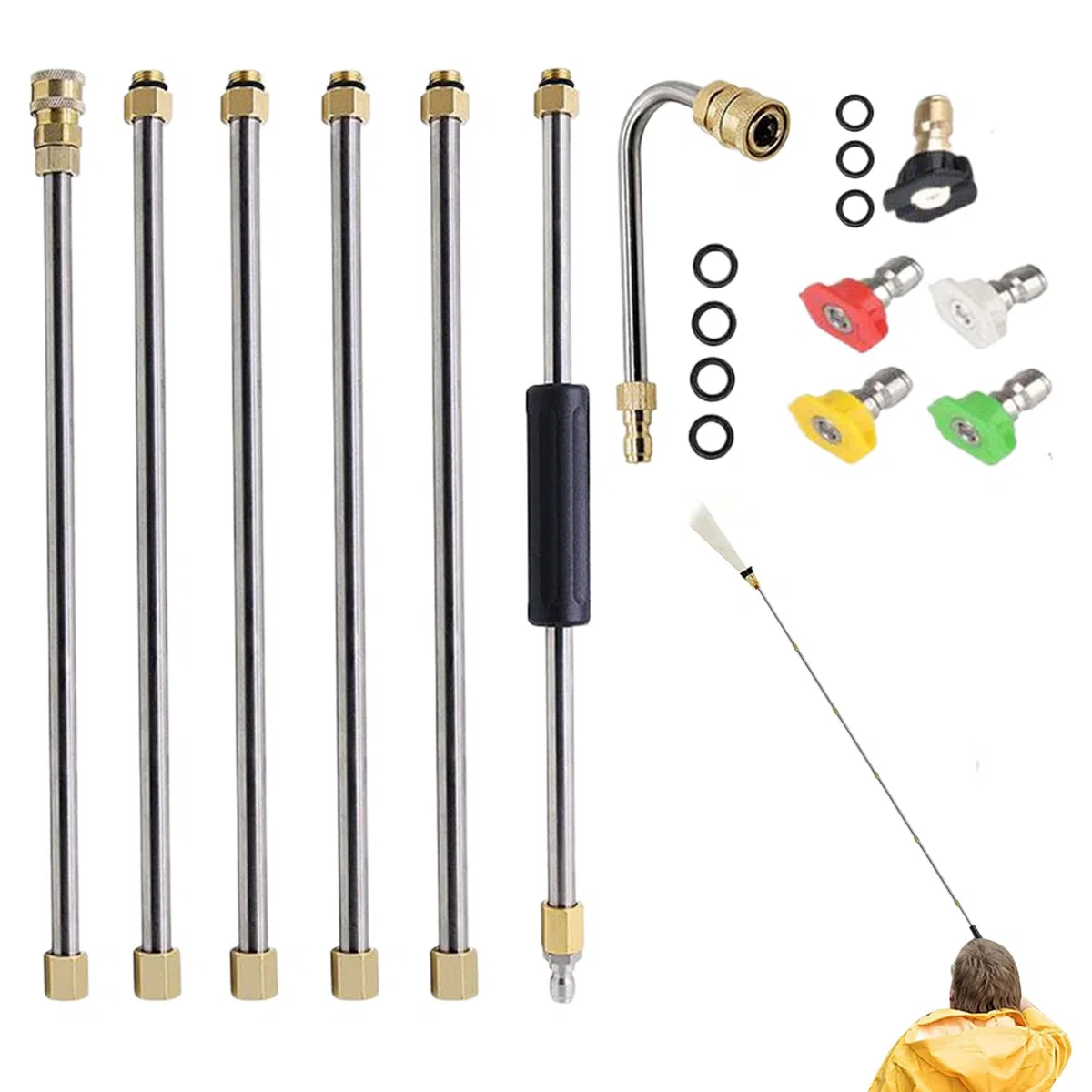 Lanza Extensión para Limpiador de Alta Presión | 275 Bar Lanza De Boquilla | Para Limpiador De Alta Presión - Boquilla Telescópica de Limpieza,para Canal Terraza Cerca Patio Techo Hormigón